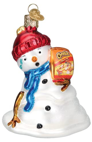 Old World Christmas Flamin' Hot Cheetos Snowman Glass Blown Ornament for Christmas Tree, Handcrafted Holiday Decoration, Snowman Collection
