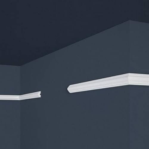 PROVISTON | Baguette décorative | Polystyrène | 11 x 22 x 2000 mm | Blanc | Baguette murale | Recouvrable | Montage facile | Qualité supérieure | Stable et léger | 2 m