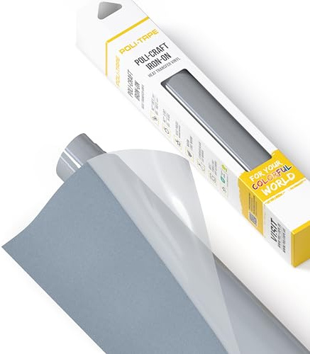 POLI-TAPE TUBITHERM® FLOCK - Transfert Avec Surface Veloutée pour Textiles - Film Floqué à Thermocoller pour Traceur T-shirts DIY - Gris - 30,5 cm x 61 cm