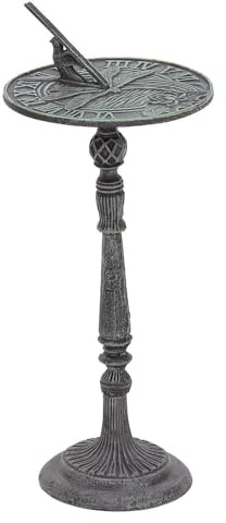 Ebros Gift 22.75 Tall Cast Iron Rustic Cottage Villa Whimsical Dragonfly Sundial Garden Decor Statue with Roman Numerals for Lawn Pool Patio Outdoors Decor