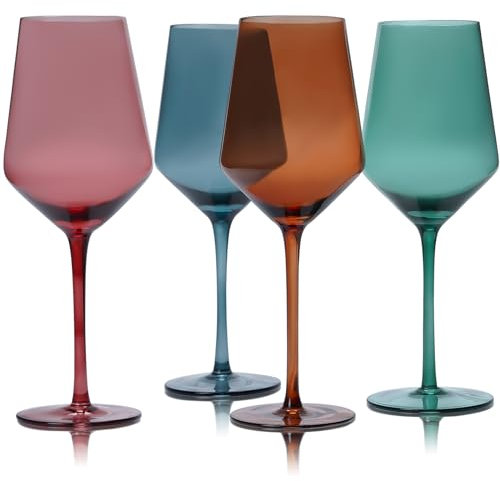 Gnimihz Juego de copas de vino de colores de 4 a 15 onzas, vidrio soplado a mano, copa de vino tinto o vino blanco, regalos para mujeres, hombres, bodas, aniversarios, Navidad, cumpleaños, embalaje de