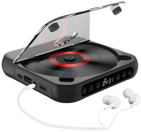 Kavolet Lecteur CD portable Walkman BT - Lecteur CD avec couvercle anti-poussière - Casque inclus - 6 modes - Minuterie de répétition AB - Télécommande - Fonction de lecture externe