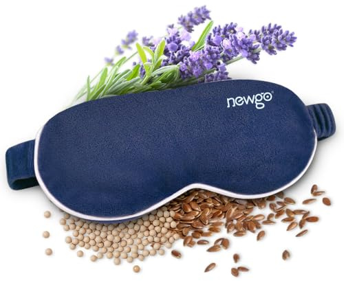 NEWGO Mascarilla de ojos con calefacción, compresa de ojos con calor para microondas para ojos secos, terapia de calor húmedo, almohadilla térmica, antifaz cálido para el de ojos (Darkblue)