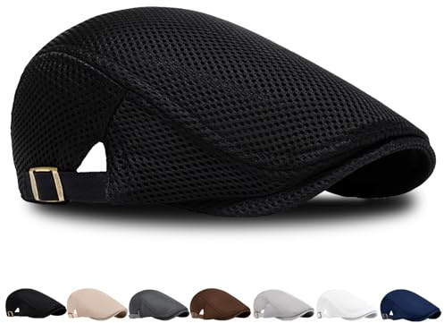 LUKIUP Sommer Barett Herren Netz Schiebermütze, Atmungsaktive Gatsby Barett Cap für Männer und Frauen, Schirmmütze Flatcap Sportmütze, Newsboy Cap Größe 56cm-61cm