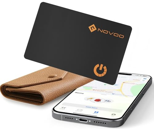 NOVOO Dünne Geldbörsen Tracker Karte Geldbörsenfinder Air Tag kompatibel mit Apple Find My (nur iOS), Gegenstände Item Finder für Gepäckanhänger, Handys, Reisepässe