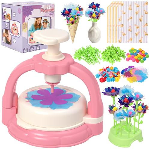 269 Stück Blumenpresse Bastelset mit Blumenmaschine Blumenkunstpapier, Kreatives DIY Schöne Stoffblumensträuße Blumen Spielzeug Kunsthandwerk für Mädchen Jungen Aktivitäten Geburtstagsgeschenk, Rosa