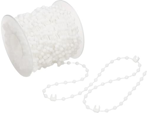 Vertical Blind Chain, 20 Meters 200 Clips White Replacement Chain for Vertical Blinds, Repair Parts for DIY Projects and Professional Use, Adjustable Length for Custom Fit,for 3.5 Inch/89 mm