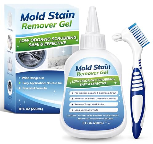 ladoweir Mold-Stain Remover Gel for Washing Machine & Bathroom – Low Odor Remover Gel for Rubber Gaskets, Shower Grout, Silicone Sealant, Toilet, Kitchen Sink