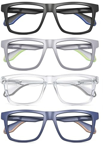 HEEYYOK Gafas de lectura cuadradas de gran tamaño para hombres - 4 paquetes