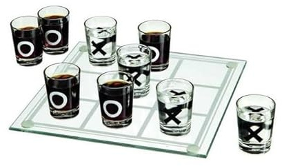 Out of the blue Gioco da bere in vetro Piattola Tic Tac Toe, 22 x 5 cm, Blu, Unisex, All Ages