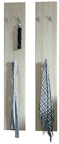 Vladon Wandpaneel 140, Made in Germany, Garderobenpaneel bestehend aus 2 Paneelen, Eiche sägerau (je 24 x 140 x 2 cm)