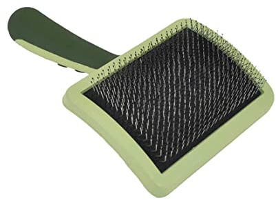 Coastal Dog Slicker Brush, Green - Grooming & Shedding Brush for Dogs of All Hair Types - Curved Design for Easy Detangling - Non-Slip Handle, 6.75'' x 4.25''
