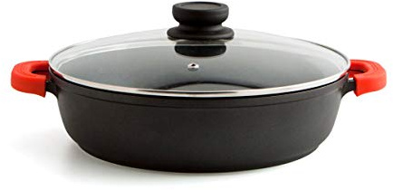 Quid Intense - Tartera de aluminio fundido, 28cm, 3.85 L, asas de silicona, tapa de vidrio
