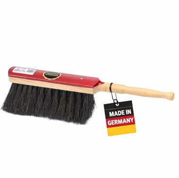Handfeger 30cm sehr weiche Echt Rosshaar Borsten Handbesen Holz lackiert | 2-teilig, Holz verschraubt, Für feinen Staub und Schmutz im Innenbereich