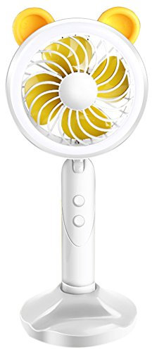 Mini Handheld Fan, Fill Light Fan, Mobile Phone Holder, Portable USB Fan with Dock, Multi Use Rechargeable Desktop Fan for Office, Outdoor, Camping, Beach etc, Personal Travel Accessories (Yellow)