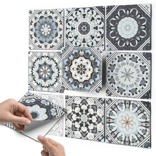 CREATISTO Fliesenaufkleber Fliesenfolie Mosaikfliesen - Selbstklebende Fliesen Folie I Klebefliesen Deko Folien für Fliesen in Küche u. Bad/Badezimmer (10x10 cm I 18 -Teilig)