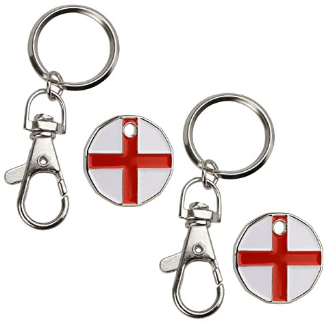 2X Shopping Trolley Tokens |New Shape 12 Edge Sided |Trolley Token UK Storage Flag Coin Pound| Keyring Clasp for Supermarket Locker Cart for her him party Filler Bags| (Shopping Trolly Design)