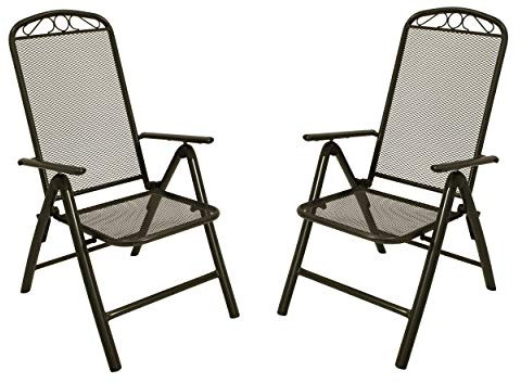 DEGAMO Klappsessel Hochlehner Classic, Streckmetall anthrazit, 5-Fach verstellbar, 2 STÜCK