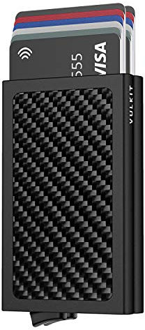 VULKIT Kartenetui Kohlefaser mit RFID NFC Schutz Karten Geldbörse Herren Geldbeutel Doppelt Karten Etui für 10 Karten