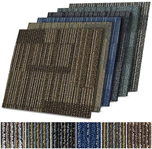 casa pura Dalle Moquette Acoustique - Dalle 50x50 cm | Moquette Intérieur Bouclée Antistatique | Design Moderne | 01 - Marron/Gris (24 Pièces - 6m²)