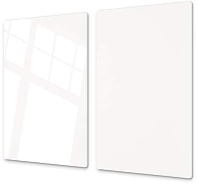 Planche à découper en verre trempé – Couvre-cuisinière et protège-plain de travail en verre résistant – UNE PIÈCE (60x52 cm) ou DEUX PIÈCES (30x52 cm chacune); D18 Série de couleurs: A Blanc