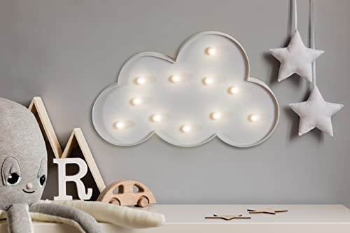 Wackadoo LED Wolke mit Wanddeko, Schlaflicht, Kuschel, Bettlicht, Nachtlicht Kinder, Wanddeko, Schlummerlicht, Deko Beleuchtung