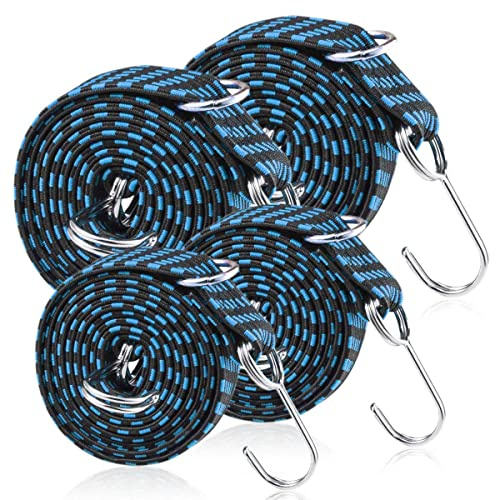 Spanngummi,Zeltgummis Spanngummis,4 Teiliges Zugkraft Spanngummi mit Haken,Gepäck Aus Elastischem Gummi,Schwere Bungee-Seile,Flacher Spanngurt Gepäckspanner