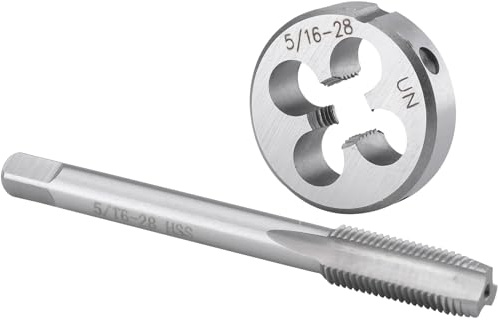 Burkit 5/16 Zoll-28 UN Gewindebohrer und Schneideisen Set Rechtshänder, 5/16 x 28 UN Maschinengewindebohrer und runde Schneideisen