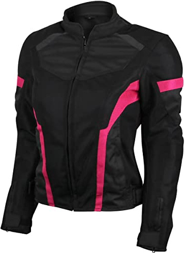 Vance Advance Womens All Weather Season CE Armor Mesh Motorcycle Biker Riding Jacket (2XL, Pink)