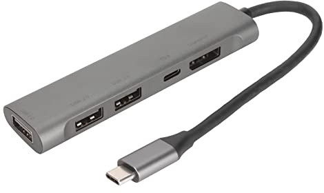 USB C Hub, 5 in 1 Typ C Multiport Adapter mit PD Ladeanschluss, DisplayPort Anschluss, 3 USB 2.0 Ports, 4K USB C zu DisplayPort Adapter, für Laptop Tablet