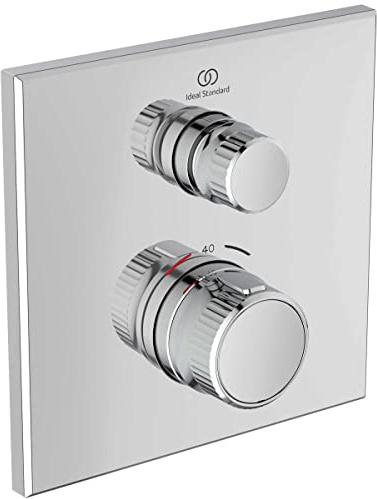 Ideal Standard A7301AA Ceratherm Navigo Brausethermostat Unterputz, eine Entnahmestelle, Dusche Duscharmatur Duschthermostat, Temperatursperre bei 40° C, Chrom