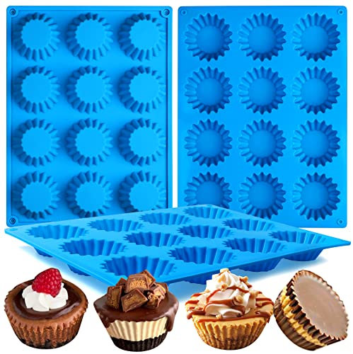 Lot de 3 moules à beurre d'arachide, mini moule à tarte en silicone pour bombes de graisse de bouchée, moule à chocolat en silicone pour brownie