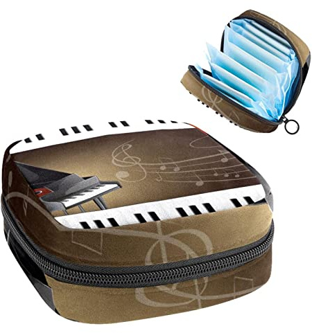 Sanitär-Servietten-Aufbewahrungstasche, Perioden-Kit-Tasche für die Schule, Menstruationstassentasche, Damenbinden Pads Organizer-Tasche, Flügel mit Keyboards und Musiknoten