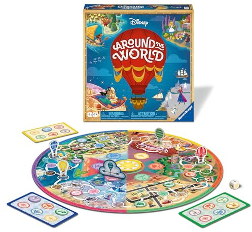 Ravensburger Disney Gifts - Around The World Board Game for Kids Age 4 Years Up - 2 to 4 Players Board Game