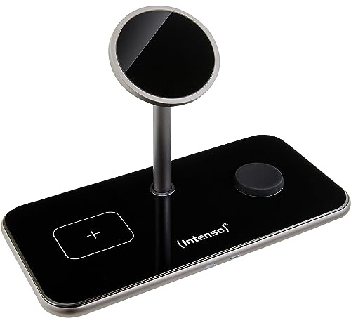 Intenso 3in1 Magnetic Wireless Charger MB13, kabellose & induktive Ladestation, Magsafe kompatibel, schwarz
