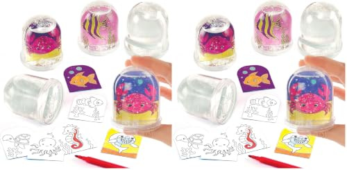 Baker Ross Schneekugeln mit Einlage zum Ausmalen „Meerestiere“ - zum Basteln für Kinder - Geschenkidee - 4 Stück (2er Pack)