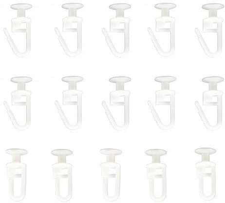 Gad2go 100 Pieces Curtain Hooks Plastic 11 mm White Curtain Inner Rail Track Glider Hook for Door Window Shower