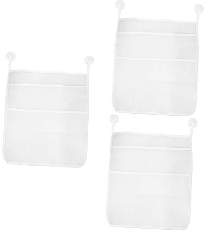 Alipis 3-teiliges Badespielzeug-organizer-netzbeutel Weiße Babyparty-aufbewahrungstasche Mit 4 Gittern Netzbeutel Für Babybedarf