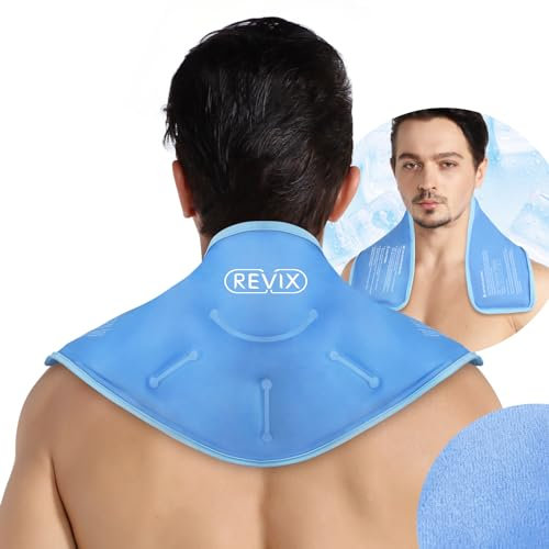 REVIX Bolsa de hielo de gel para el cuello XL para lesiones, reutilizable, Paquete de hielo de gel para aliviar el dolor, compresa fría y caliente para dolor crónico, lesiones deportivas