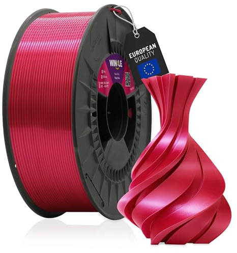 WINKLE PLA Silk Filament 1.75mm Rubin Rosa, 1kg Spule, 3D Drucker Filament Kompatibel mit FDM Druckern, 3D-Druckmaterialien, Maßgenauigkeit +/- 0.05mm, Leicht zu Bedrucken, Seidenfinish