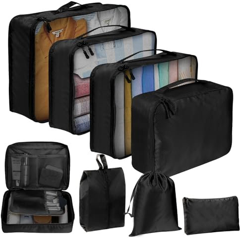 Koffer Organizer, 8 Teilig Packing Cubes, Packwürfel, Koffer Organizer Set, Kofferorganizer, Travel Organizer, Organizerkoffer, Packtaschen für Koffer
