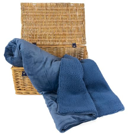 Casa da Laura - Manta Sherpa Borreguito Invierno Polar Azul - Mantas para Cama o Sofa - 130 x 160 cm - 100% Poliéster - Manta Gruesa, Suave y Caliente con Borreguito