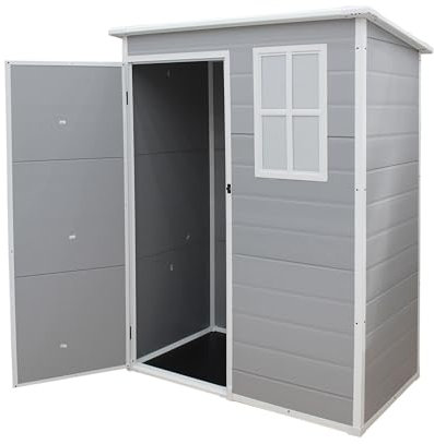 Panana Plastic Sheds Garden Storage Outdoor Shed House, Grey, 5 x 2.6' (A), SLGJF3