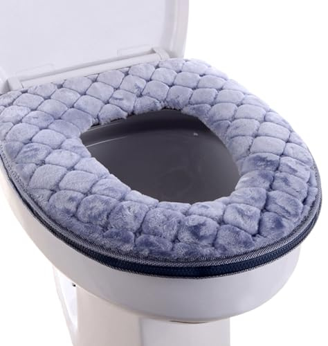 Wedhapy Toilet Seat Cover Soft Toilet Seat Cushion Warmer Washable Toilet Seat Cover Pads with Zipper Grey Toilet Seat Covers Heated Toilet Seat Toilet Cover Toilet Seat Warmer