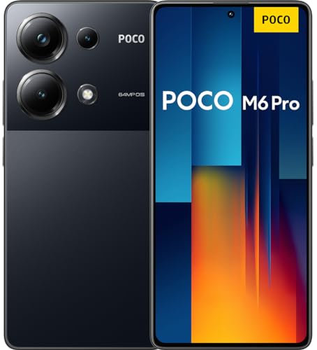 XIAOMI Poco M6 Pro - Smartphone de 12+512GB, Pantalla AMOLED de 6.67” 120Hz FHD+, MediaTek Helio G99-Ultra, Triple cámara de hasta 64MP, 5000mAh, Negro (Versión ES)