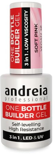 Andreia Gel für Nagelaufbau, Triphasen-Gel, UV & LED, professionell, 3-in-1, zur Stärkung der Nägel oder zur Verlängerung – Formel mit niedriger Viskosität, selbstausgleichend, Flasche 14 ml, Farbe
