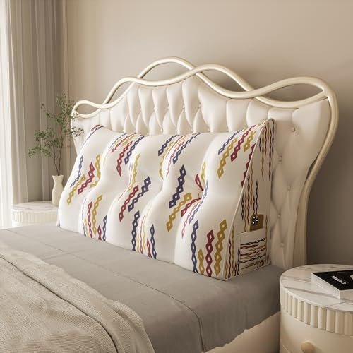 Johnear Keilkissen Lesekissen für Bett und Sofa Lehnenkissen Bunte Muster Kissen 140cm, Rückenkissen Kopfteil Bett Rückenlehne Großes Dreieckiges Lendenkissen