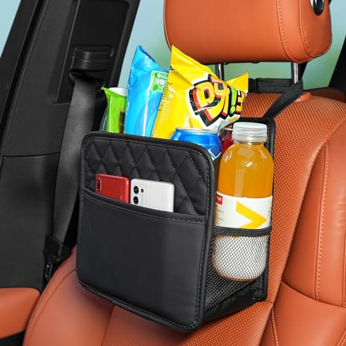 TepTupGa Car Seat Back Organizer, Waterproof Car Backseat Organizer with Cup Holders Large Capacity Hanging Car Storage Bag for Phones Documents Cups Bottle Travel Compatible with Most Vehicles