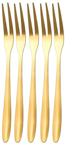 5 tenedores de frutas de acero inoxidable para tartas, ensaladas, postres, tenedores de mini cubiertos para alimentos, tenedores para fiestas, hoteles, restaurantes, hogar, bar, cafetería