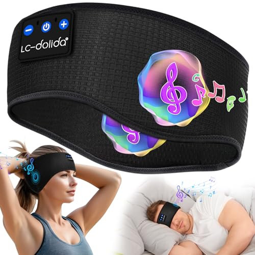 LC-dolida Schlafkopfhörer Bluetooth Stirnband Sport-Kopfhörer, Kabellos Kopfhörer zum Schlafen 15+ Stunden Lange Spielzeit Schlafkopfhörer Seitenschläfer mit HiFi-Stereo,Ergonomisch Tech Gadgets